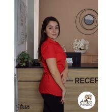 Red, short-sleeved blouse